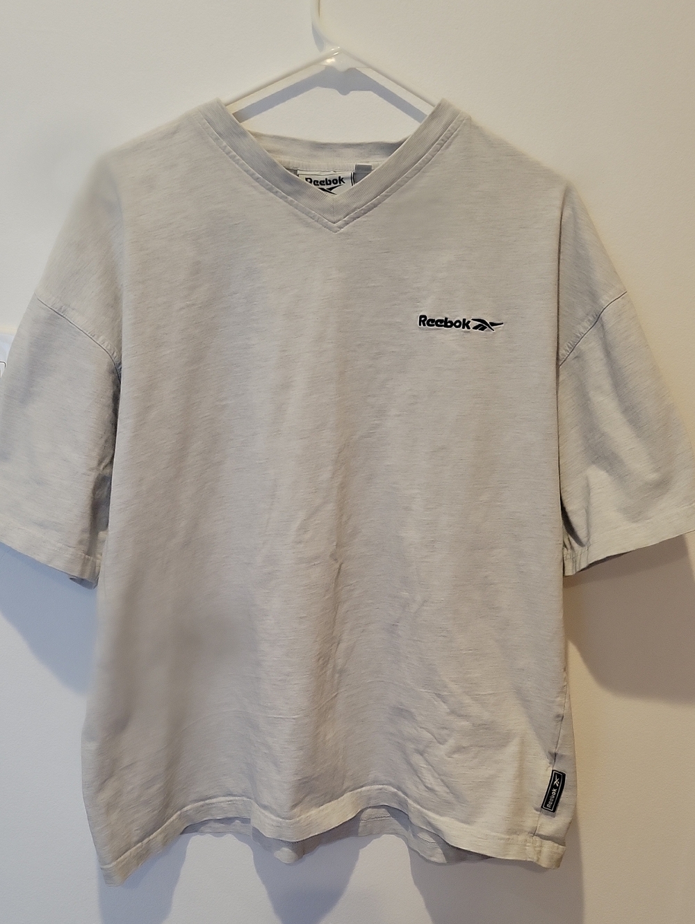 Vintage Reebok Light Gray V-Neck Short Sleeve Tee